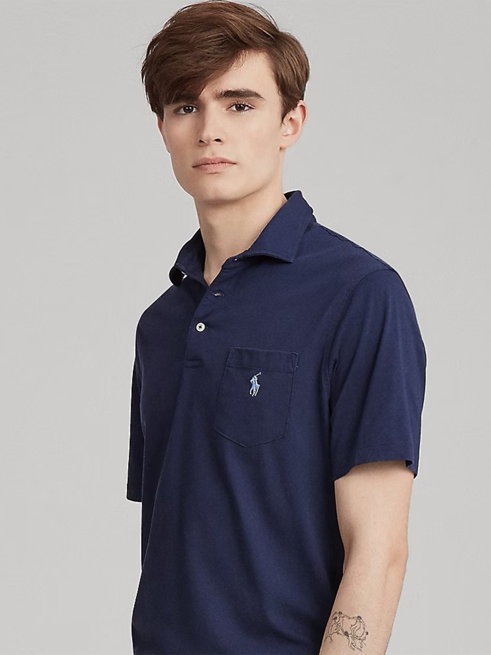Polo By Ralph Lauren. Classic Fit Jersey Polo In Refined Navy W/ Light Blue Logo